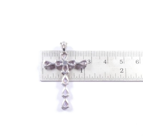 Colgante Cruz Circonita cúbica Plata de Ley 925 Lavanda Púrpura Piedras en Forma de Pera 5,6 g - Imagen 7 de 7