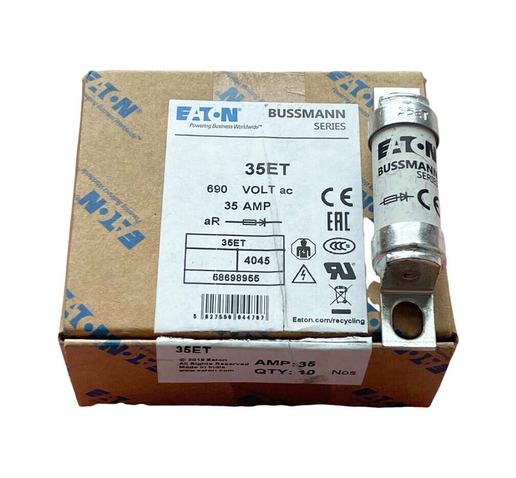 1pz Fusibile ORIGINALE Bussmann 25ET 25A (25 Amp) 690Vac Eaton