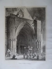 FRAGONARD 1780-1850 LITHO CHURCH LILLEBONNE NORMANDY SEINE MARITIME 1830