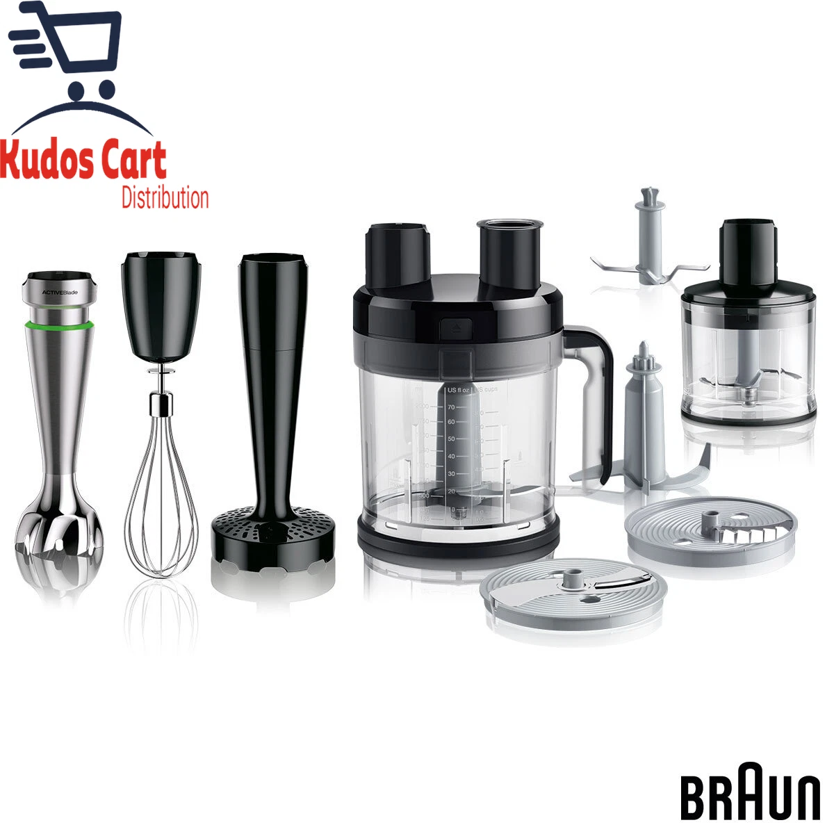 Braun Multiquick 9 Hand Blender With Imode Technology (SS Blending Shaft +  Beaker + Whisk + 2C Chopper + Masher)