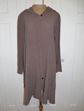 Grizas Gray And Brown Check Lagenlook Silk Cotton Hoodie Duster - M