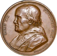 1823 PAPAL STATES POPE LEO XII. Bronze Medal. 41 mm. Anibal della Genga natus...