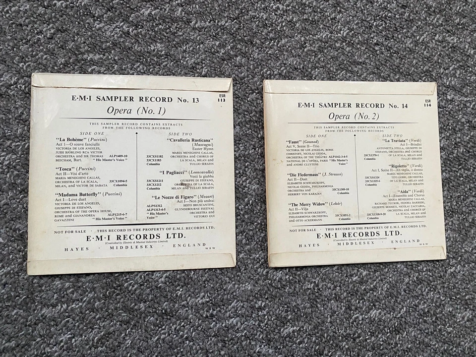 X2 VINYL - E.M.I Sampler/Demo Record ESR.113/ESR.114 Opera No.1 & No.2 - Image 2 of 4