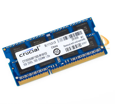 Laptop Memory Crucial 16GB (2x8GB) DDR3L-1600MHz SODIMM Kit - PC3L-12800S, Non-ECC 2x8GB Laptop RAM - Foto 1