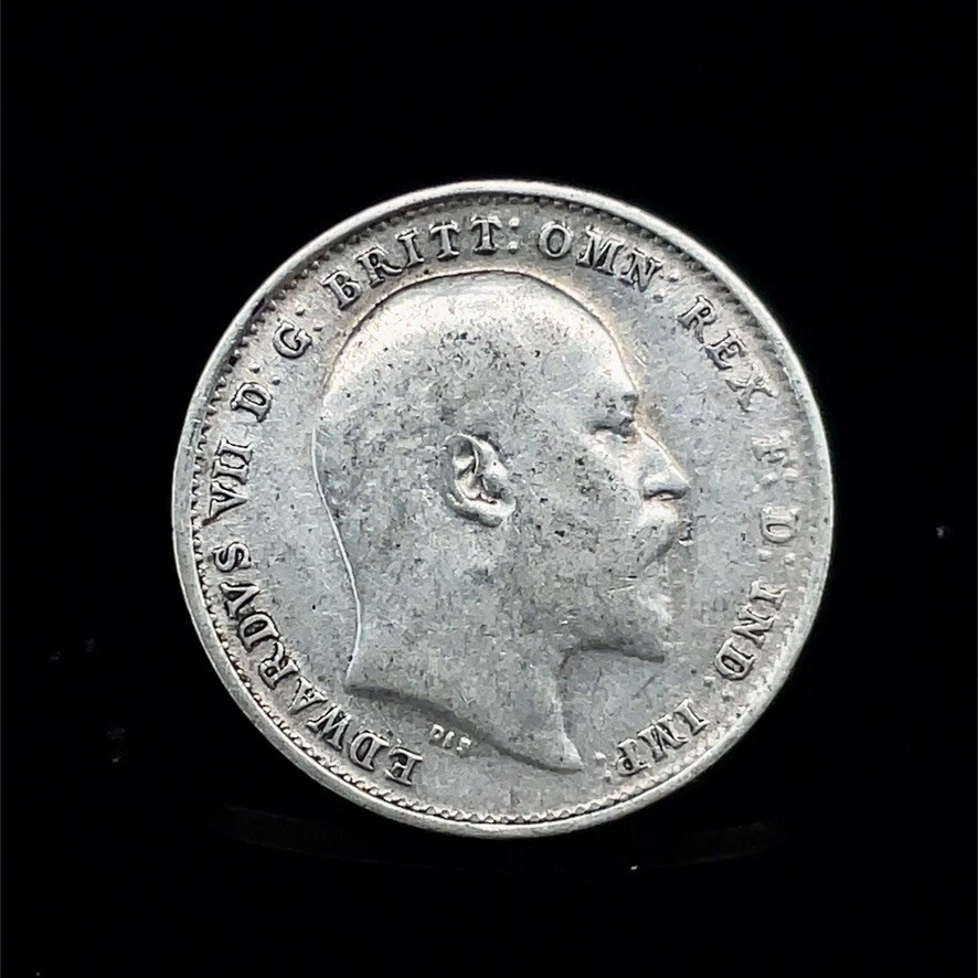 1909 GREAT BRITAIN 3 pence Edward VII  .925 Silver Coin  Km 797.2 - Image 3 of 4