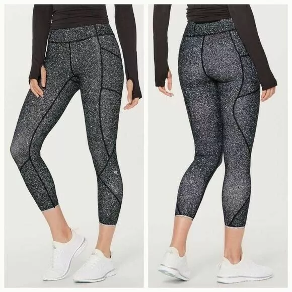 Lululemon Tight Stuff Tight II Luminesce Splatter White Black size