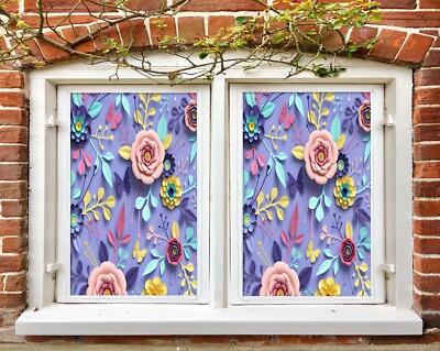 3D Petal 1904NAO Window Film Print Sticker Cling Stained Glass UV Block Fa