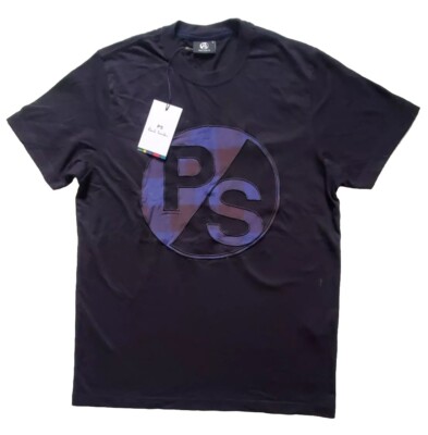 PAUL SMITH Tshirt T Shirt Herren M Regular Fit Big Logo Schwarz Bio Baumwolle