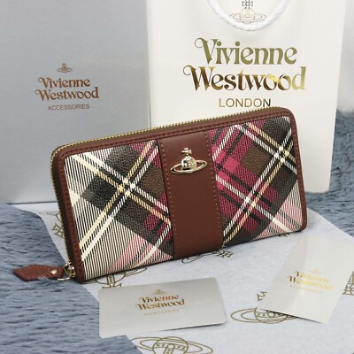 Vivienne Westwood 長財布 955VW356 ブラウン ピンク Vivienne Westwood Long Wallet Brown check pattern 955VW356