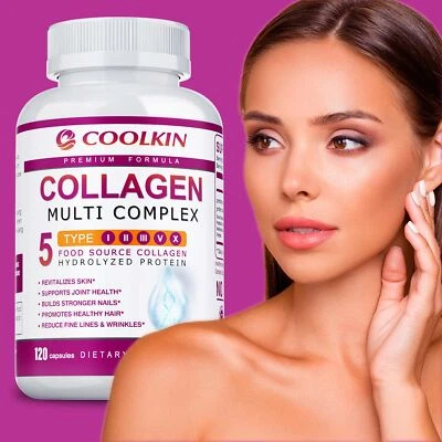 COOLKIN Collagen 1000mg - Types I,II,III,V,X,Anti-Aging,Healthy Skin,Joints,Hair & Nails