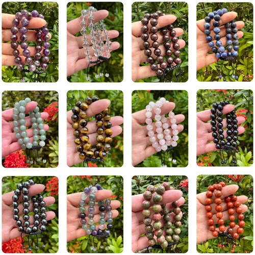 Grade A++ Edelstein Perlen verstellbar Armband 10 mm, echte Kristalle Armbänder - Bild 5 von 124