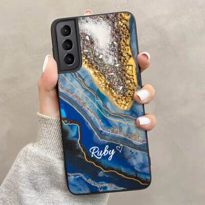 Personalised Name Phone Cover For Samsung Galaxy A15 A54 5G A14 A05S Marble Case