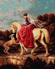 Orchidea Needlepoint canvas for halfstitch without yarn after Alfred de Dreux...