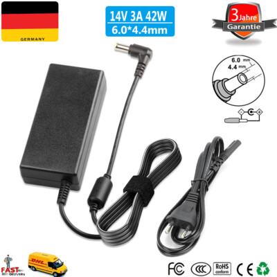 14V 3A 42W Netzteil AC Adapter Ladegerät für Samsung LCD Monitor 6,0 x 4,4 mm DE