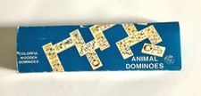 FARM ANIMAL Dominoes Colorful Wood VTG Friendly Home Parties 28 Dominoes wBox