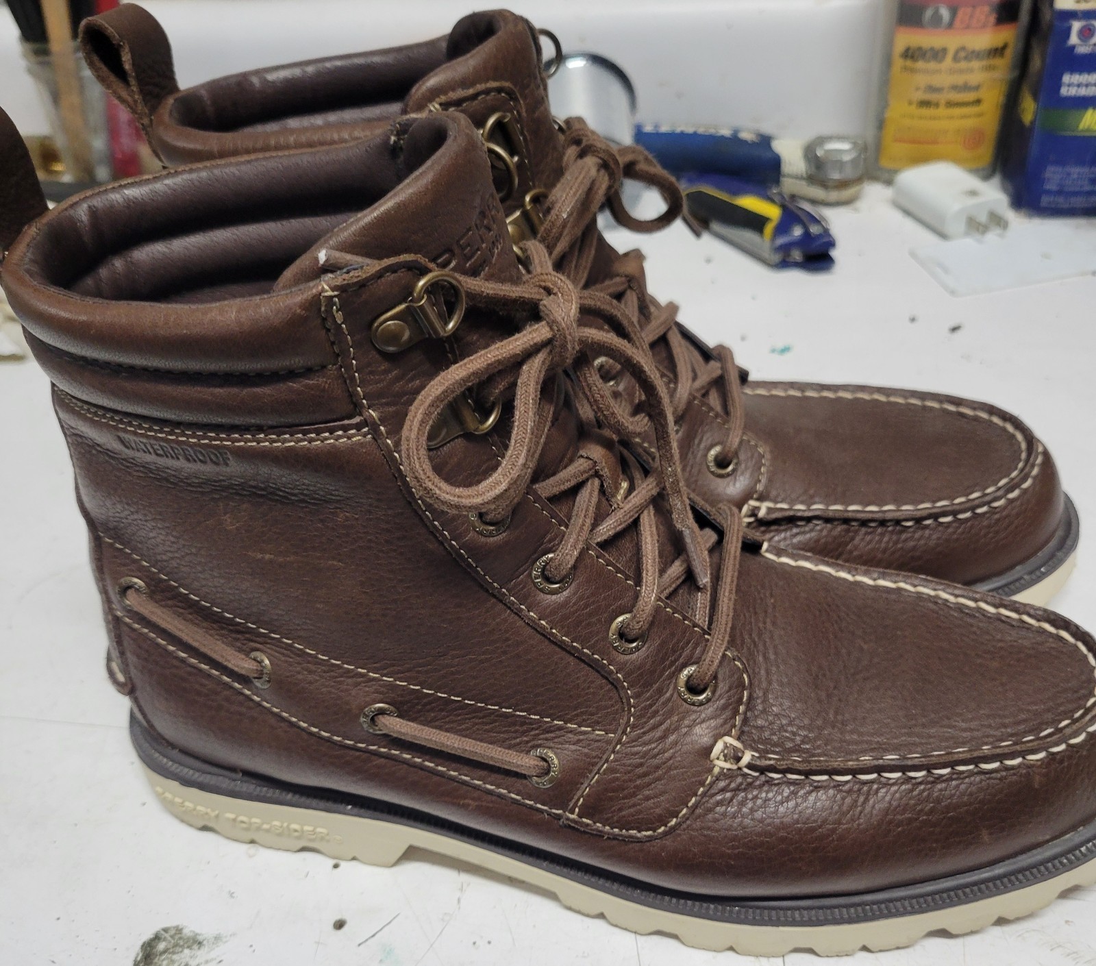 Sperry Top Sider A/O Lug II Weatherproof Mens Leather Brown Boots Sz 7