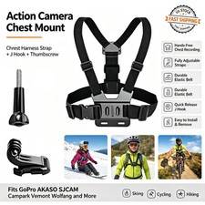 Chest Strap Head Mount Harness for Action Camera, Compatible GoPro Hero 4-12