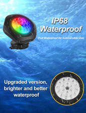 RGB Underwater Pond Lights, Super Bright 18 LED Submersible Fountain Lights C...