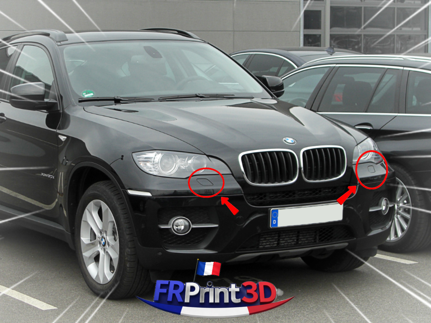 Cache lave-phare noir pour BMW X6 E71 de 2008 à 2014 côté gauche et droit
