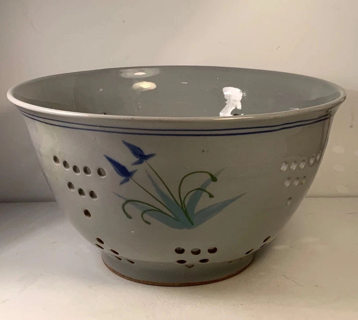 Vintage Handmade Pottery Large Berry Strainer Signed 10.75 in.
Opens in a new window or tab