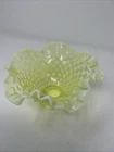FENTON Yellow Topaz Opalescent Hobnail Glass Ruffled 6.75" Bowl Vase