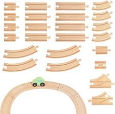 24 Piece Wooden Train Track Lot Railway Set Thomas The Train Brio Accessories