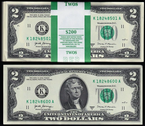 USPC FR#1941K 100X $2 2017 A FRN DALLAS (CARRANZA & MNUNCHIN) SEQ #'D GEM UNC - Picture 1 of 3