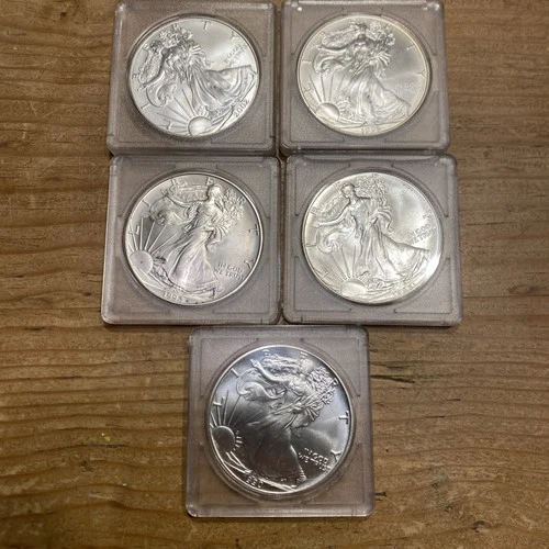 Lot of 5 - $1 American Silver Eagle 1 oz Random Year BU