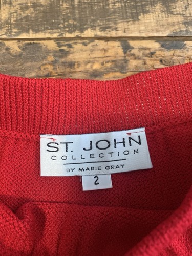 St. John Collection 2 Piece Set Jacket Skirt Womens 2 USA Vintage Santana Knit - Picture 6 of 14
