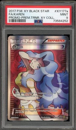 Pokemon Karen XY Premium Trainer Coll. Black Star Full Art Promo XY177a PSA 9