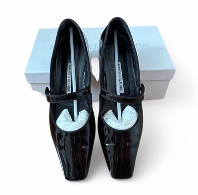 Manolo Blahnik Black Mary Jane Flats 39 | eBay