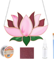 1 Set Lotus Flower Pre Cut Stained Glass DIY Stained Glass Craft Kit with Solder