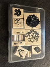 Stampin Up Definitely Decorative Hydrangea Rubber Stamp Set Of 12 Wood Block