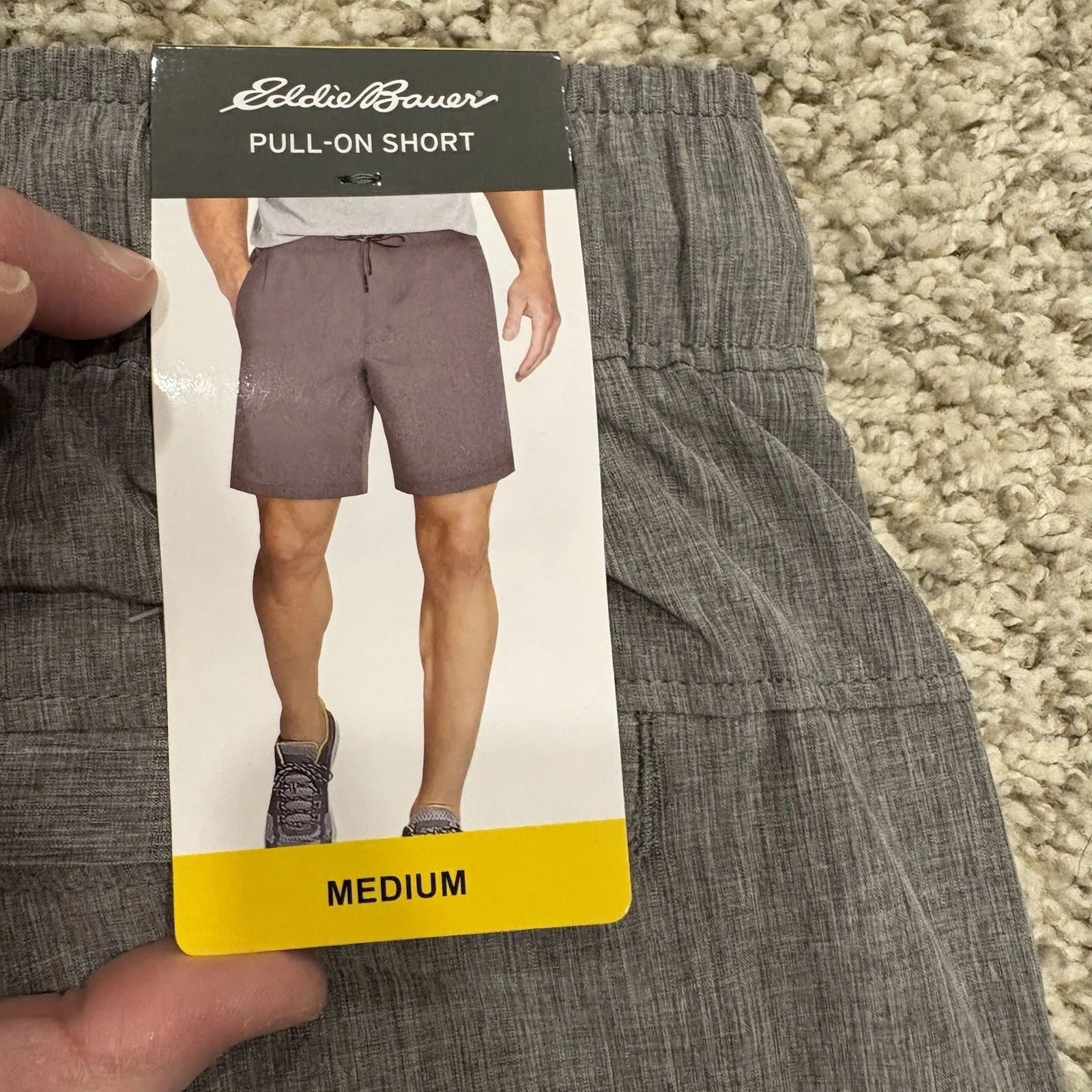 NWT Eddie Bauer Men's UPF 50 Quick Dry Woven Tech Pull On Shorts Gray Size M