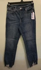 Time and Tru Women's SIZE 4 High Rise Straight Ankle Jeans Destructed Hem #21426