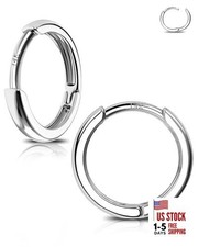 14K Gold Tiny Hoop Earrings Huggie Hoop Earrings 20G 0.8 9mm whitegold-pair