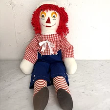 Vintage 34" Handmade Cloth Doll-Raggedy Ann Style by Jean Brown-Red Yarn Hair