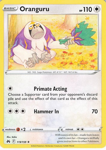 Oranguru 119/159 Rare SWSH: Crown Zenith Pokemon Near Mint