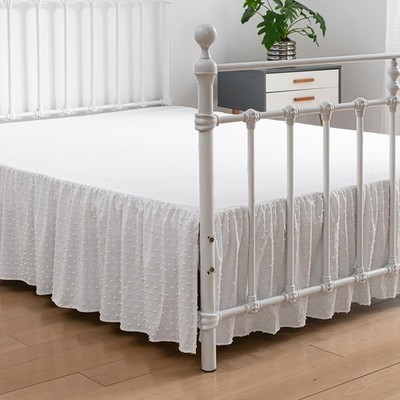 Tufted Dot Bed Skirt Queen Size Ruffled 14''Queen, Dot-white 