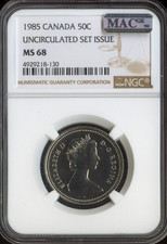 1985 Canada 50 Cents NGC MS68 UNC SET Quality