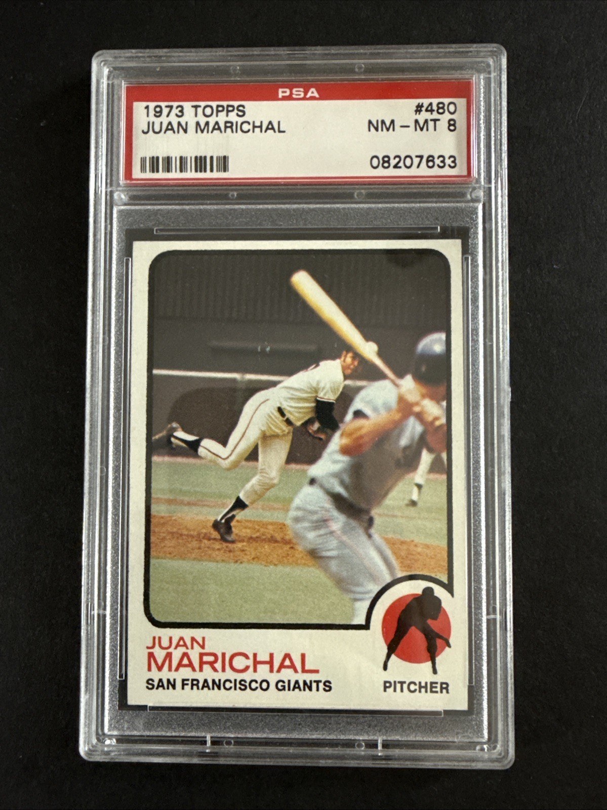 1973 Topps - Juan Marichal #480 No Gaps in Black Border - PSA 8