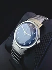 Vintage Timex Blue Dial Stainless Steel Watch w/ Expansion Bracelet