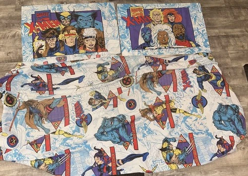 MARVEL COMICS X Men Vintage 1994 Fitted Sheet With 2 Pillowcases Character Print