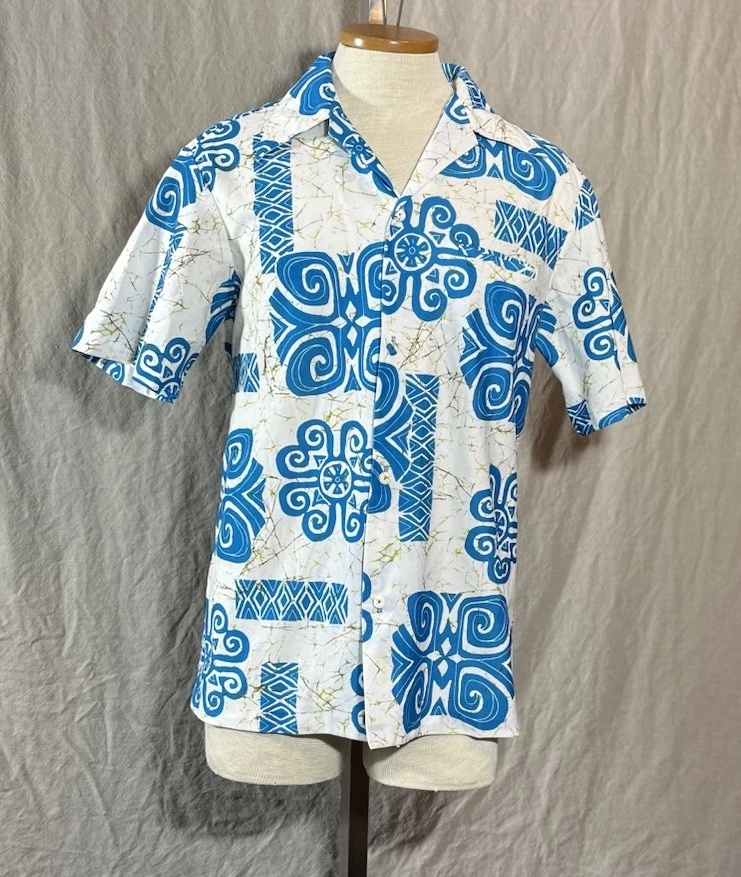 Vintage Malihini Men’s Hawaiin Shirt Beach Geo Print L