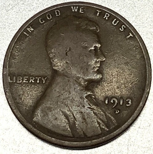 1913-D Lincoln Wheat Cent Good Condition Early Date Penny 1c One Cent -2080