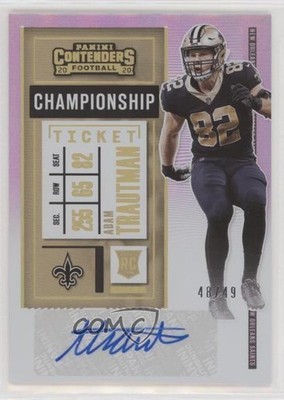 2020 Contenders Championship Ticket 48/49 Adam Trautman #184 Rookie Auto RC 1t08