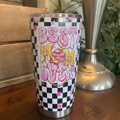 Best Mom Ever 16 Oz Tumbler NEW IN BOX GREAT GIFT w/metal straw and cleaner