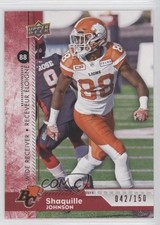 2018 Upper Deck CFL Red 42/150 Shaquille Johnson #95 2k3