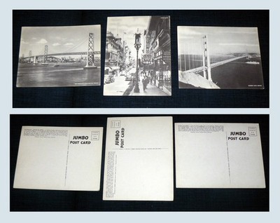 3 AK Jumbo post card San Francisco Golden Gate & Oakland Bay Bridge / Chinatown