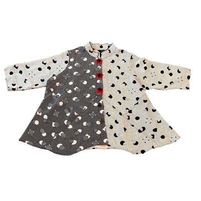 Ali Miles Womens  Polka Dot blouse 3x Button Front Tunic Top lagenlook artsy
